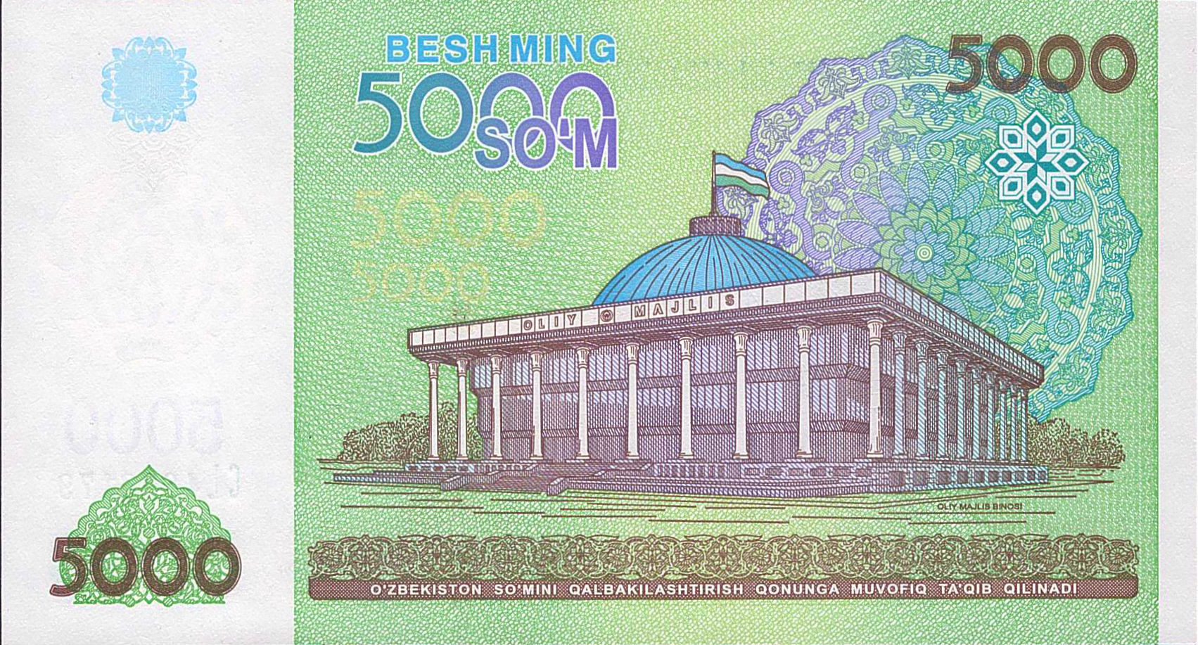Uzbekistan 5000 2013 UNC P-83